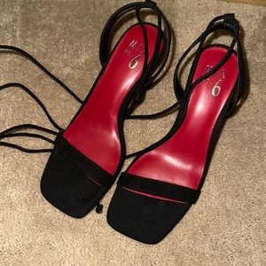 Black heels with ankle ties